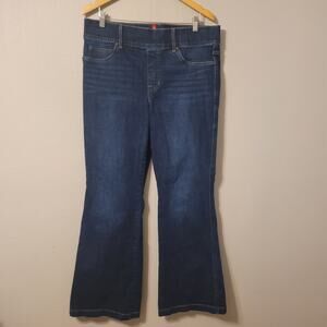 Spanx Womens High Rise Flare Jeans Size XL Blue Pull On Stretch Slimming